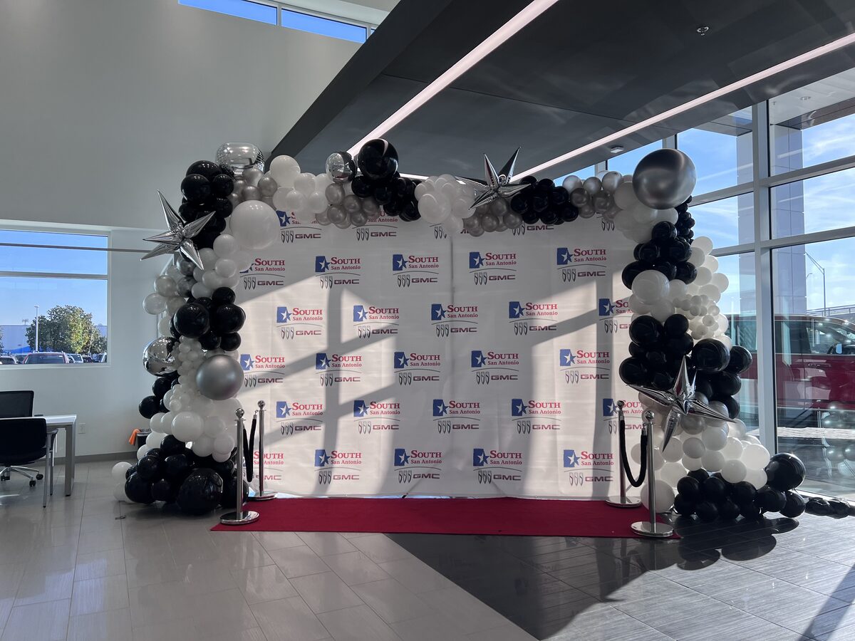 Balloon installation for Buick GMC dealership event in San Antonio TX