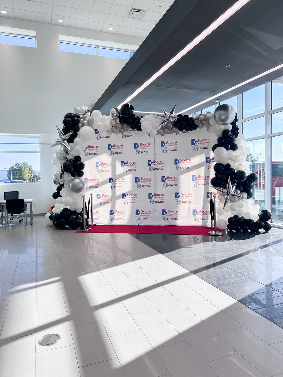 Balloon garland for Buick GMC dealership event San Antonio TX