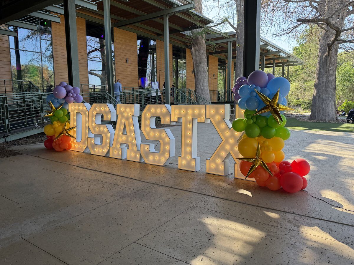 Custom balloon décor for DSASTX nonprofit event in San Antonio Texas