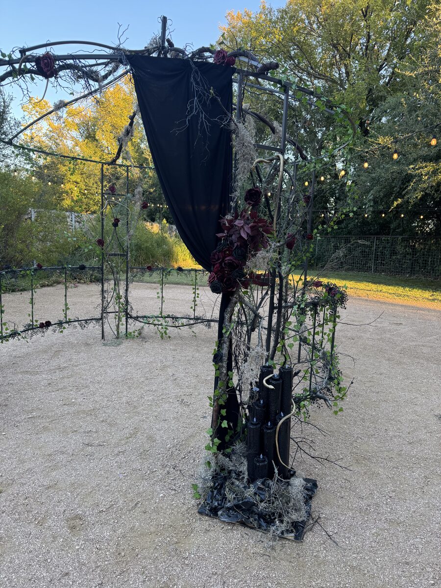 Halloween balloon arch for spooky party décor in San Antonio TX