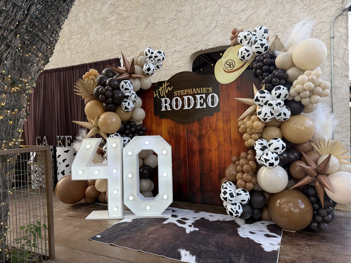 Custom balloon garland installation for event planner San Antonio TX