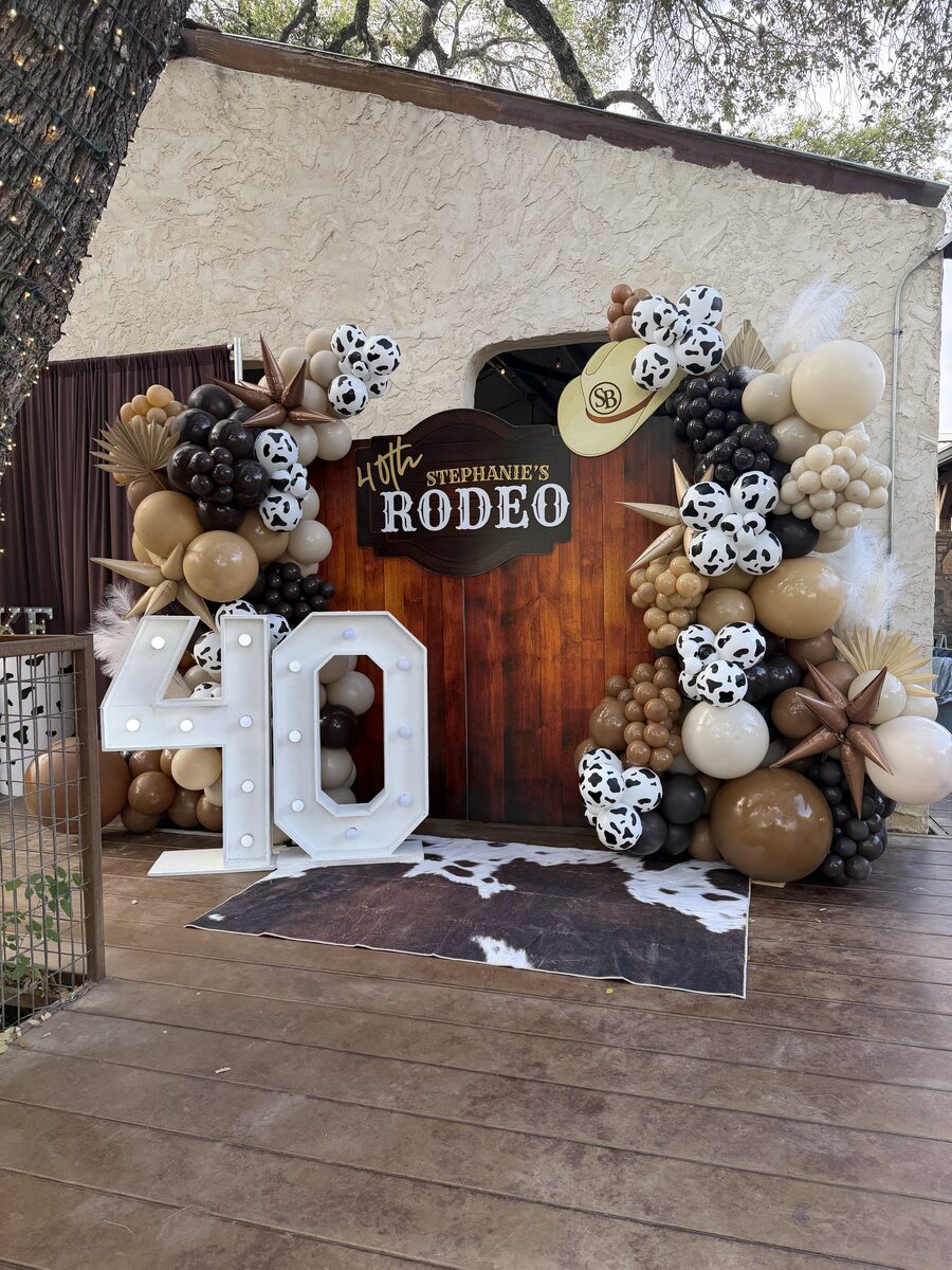 Large balloon installation for event planning company San Antonio TX