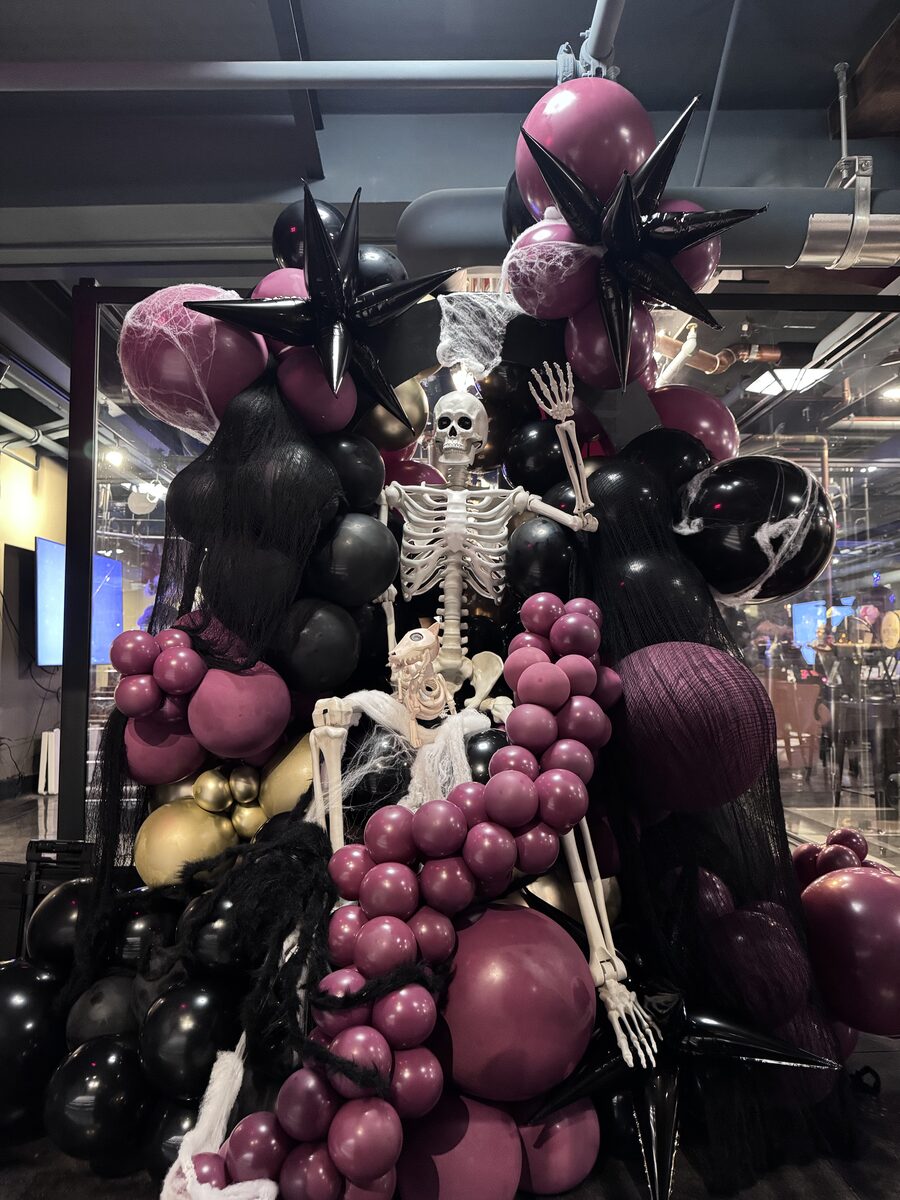 Balloon arch installation for restaurant event in San Antonio Texas