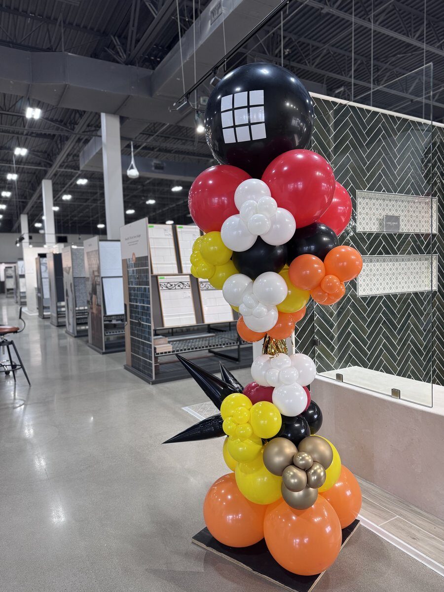 Balloon installation for The Tile Shop grand opening event San Antonio TX