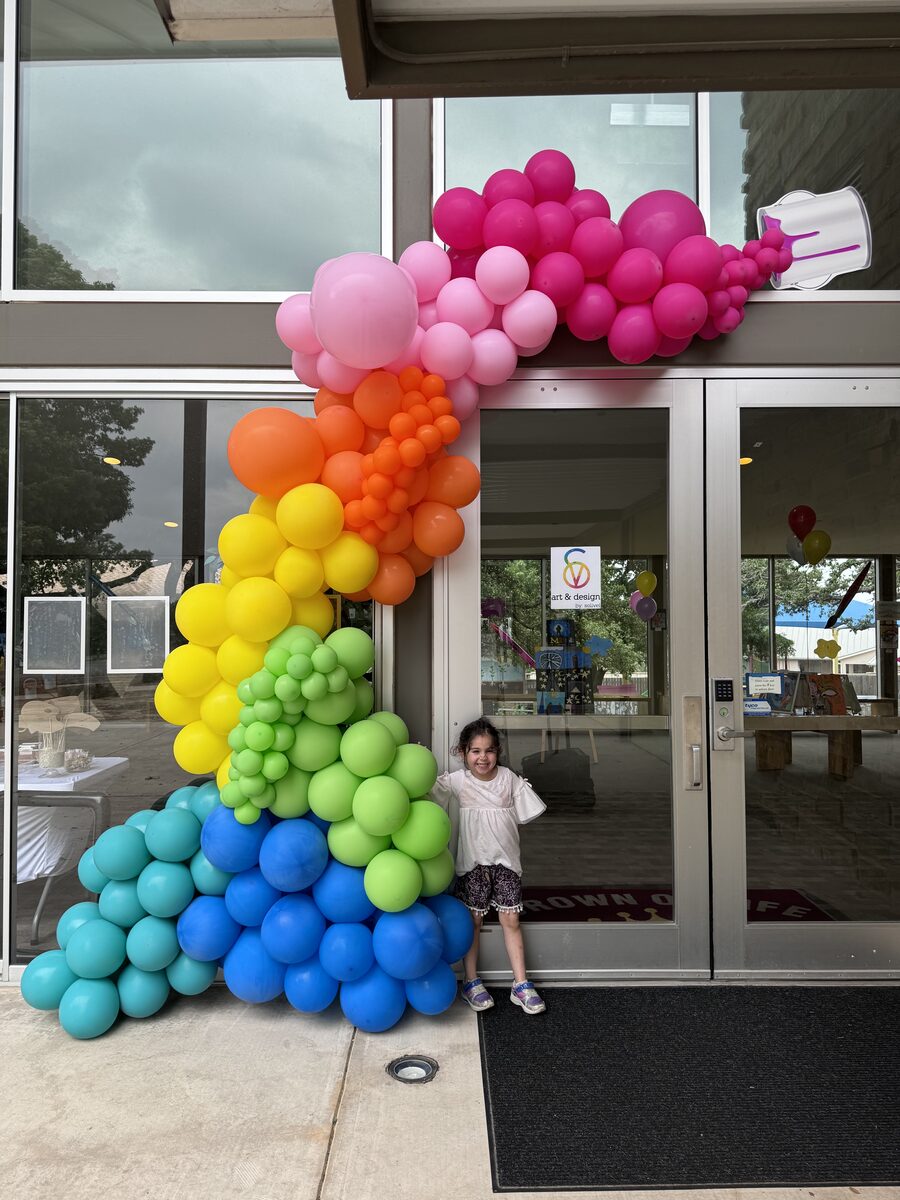 Balloon installation for Touch a Truck Crown of Life event San Antonio TX