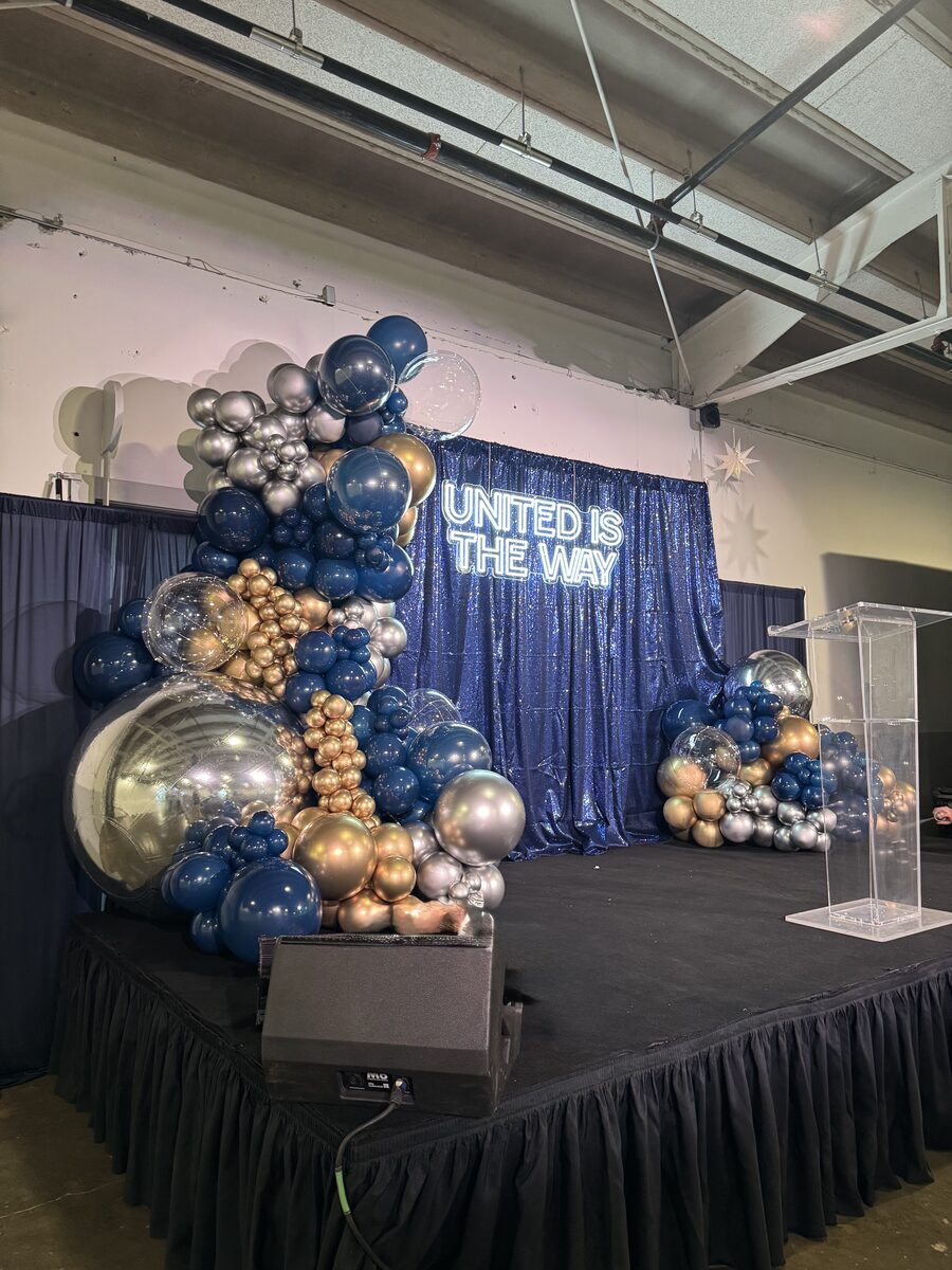 Elegant balloon garland for United Way Gala in San Antonio TX