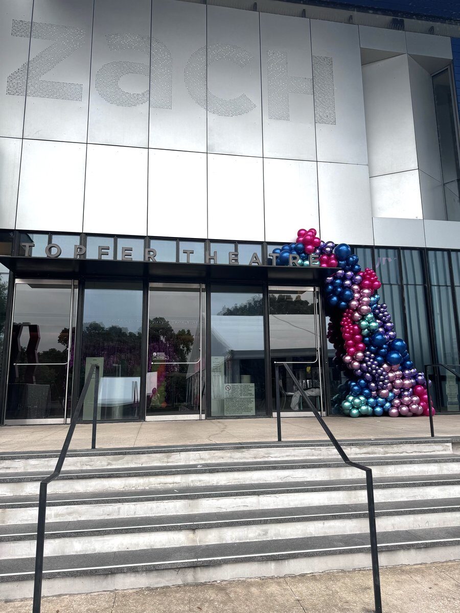Custom balloon garland for Zach Theatre production event Austin Texas